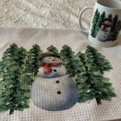 Snowman  Tea Towel and Mug